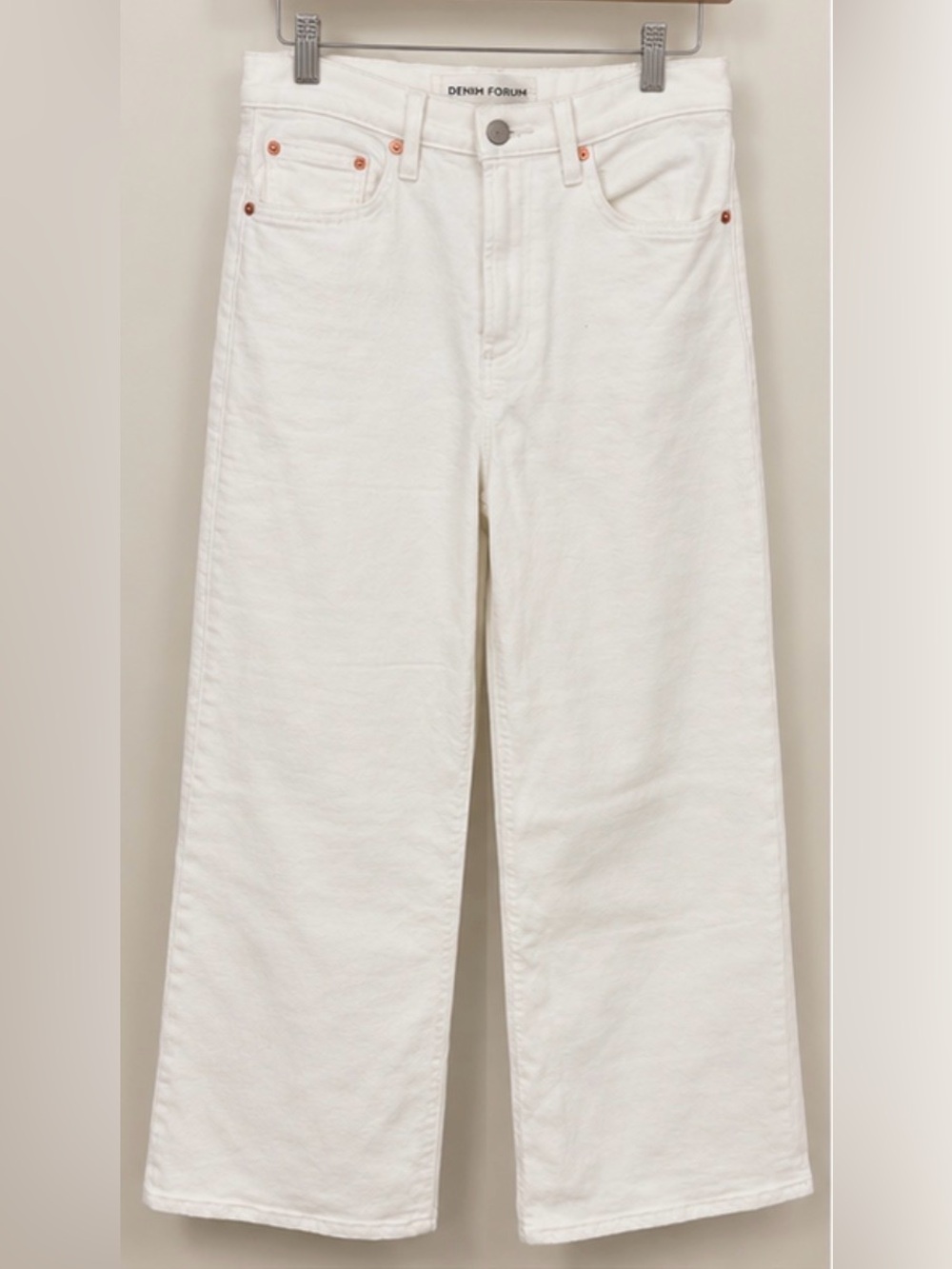 Denim Forum Wide-Leg High-Rise Jeans in Off-White